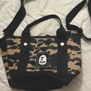 Bape Green and Black Camo Mini Tote with Strap